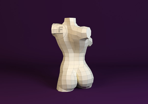 DIY Female torso 3D model template in Templates - product preview 3