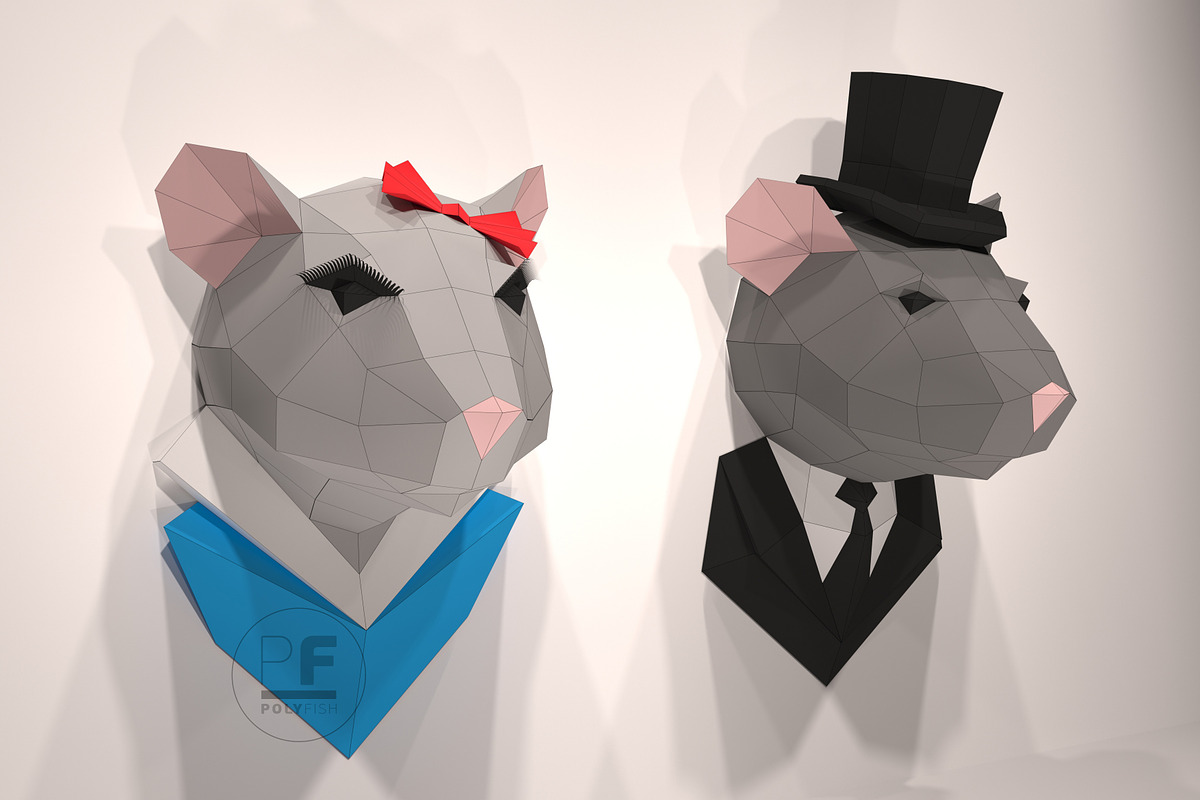 DIY Paper Rat 3D model template in Templates - product preview 8