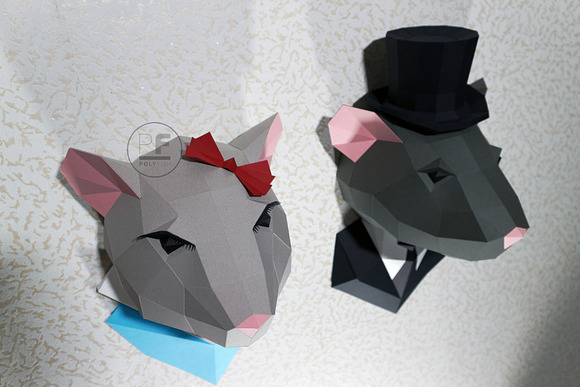 DIY Paper Rat 3D model template in Templates - product preview 3