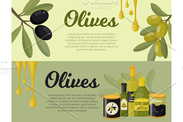 Olives set of banners vector