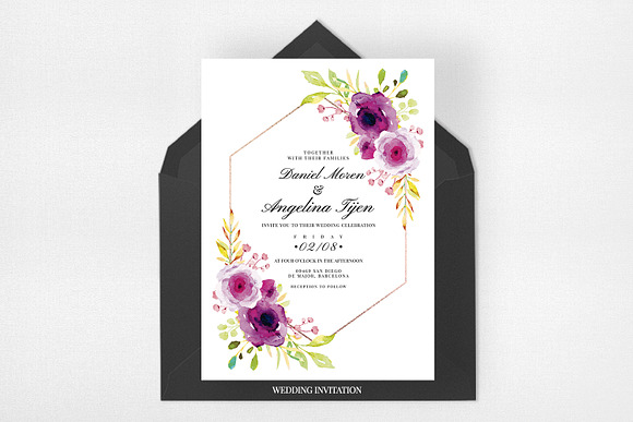 Burgundy Wedding Invitation Suite in Wedding Templates - product preview 1