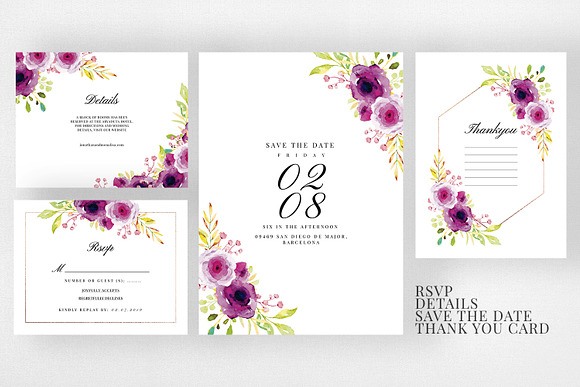 Burgundy Wedding Invitation Suite in Wedding Templates - product preview 2