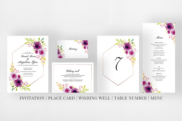 Burgundy Wedding Invitation Suite in Wedding Templates - product preview 4