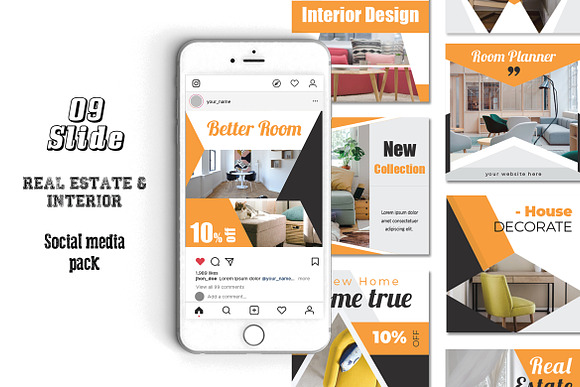 INTERIOR SOCIAL MEDIA PACK in Instagram Templates - product preview 1