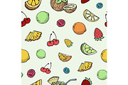 Hand drawn fruits and berries vector