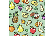 Sketch tropical fruits vector