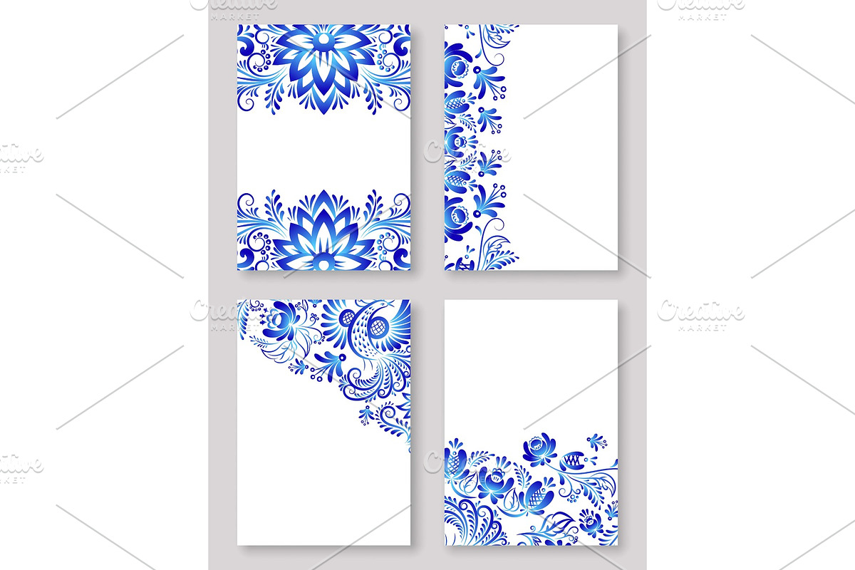 Russian ornaments gzhel art, vector in Illustrations - product preview 8