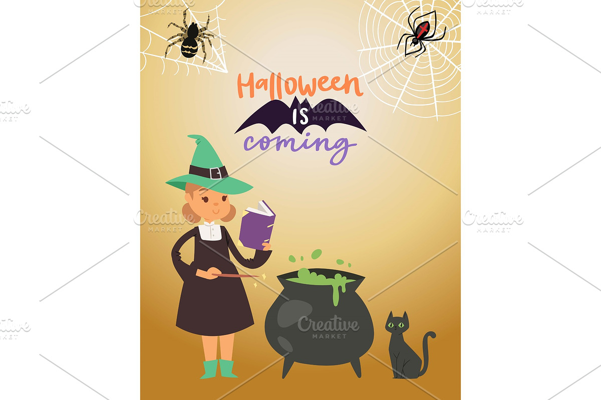 Halloween little witch making magic in Textures - product preview 8