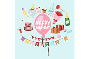 Happy birthday vector greeting card