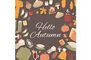 Hello autumn vector set of fall cute