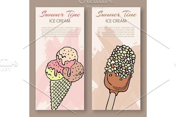 Ice cream sketch vector vertical