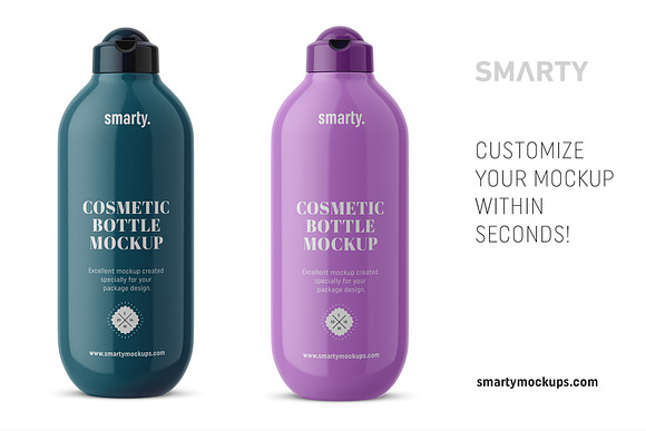 Glossy cosmetic bottle mockup in Product Mockups - product preview 2