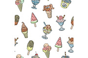 Hand-drawn ice cream doodles