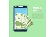 Smartphone with cash money, mobile
