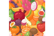 Exotic fruit pattern seamless vector