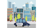 Police car and police patrol on a