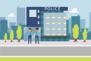Police concept with cops flat style