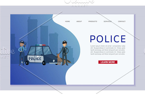 Police patrol concept with cops and