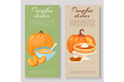 Pumpkins dishes vector banners set