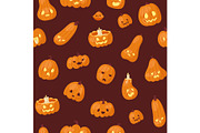 Halloween pumpkins heads with scary