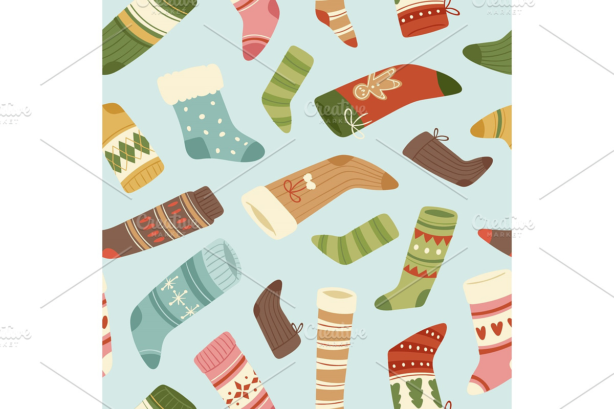 Winter and christmas socks vector in Textures - product preview 8