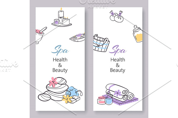Spa health and beauty vector doodles