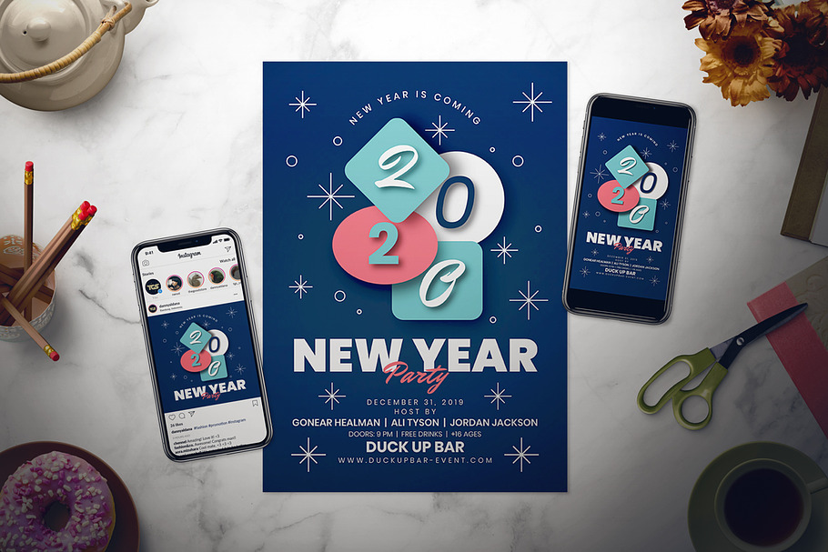 New Year Flyer Set in Invitation Templates - product preview 8