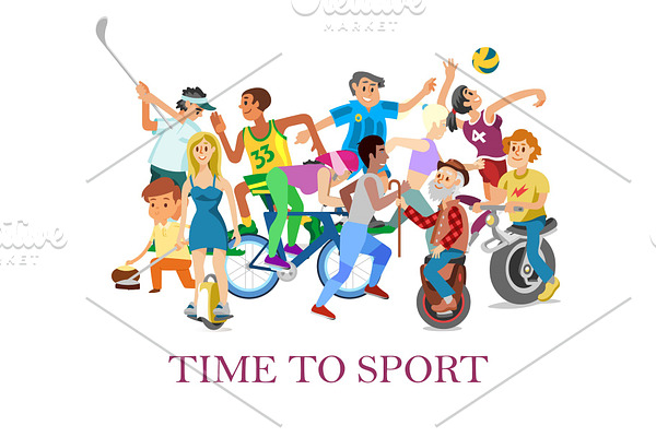 Time to sport with cartoon sportive