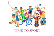 Time to sport with cartoon sportive
