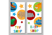 Toy shop for kids vertical banner