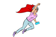 superhero flying active strong Woman