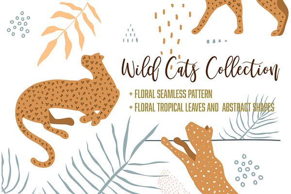Wild Cats and Tropical Florals Set