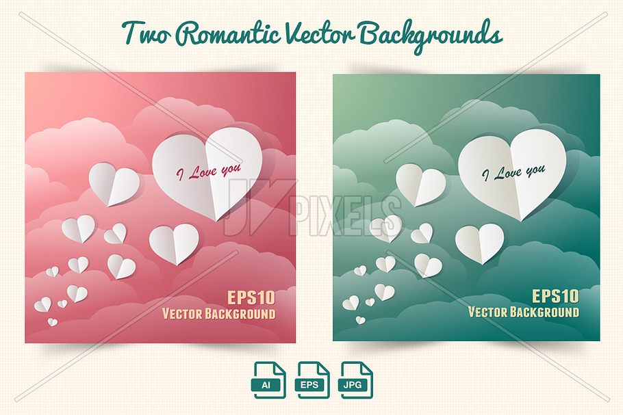 Vector Background - Paper Hearts