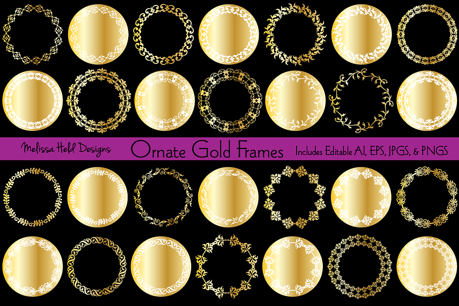 Ornate Gold Circle Frames