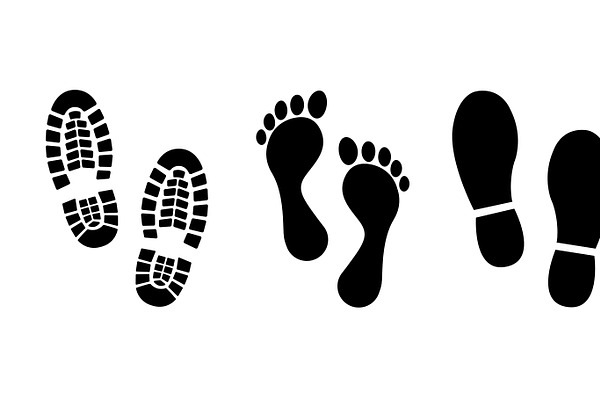 Footsteps icon set. Shoes footsteps