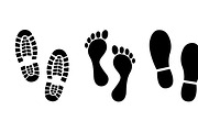 Footsteps icon set. Shoes footsteps