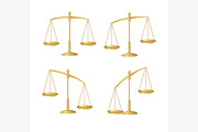 Gold Justice Scales Isolated. Vector