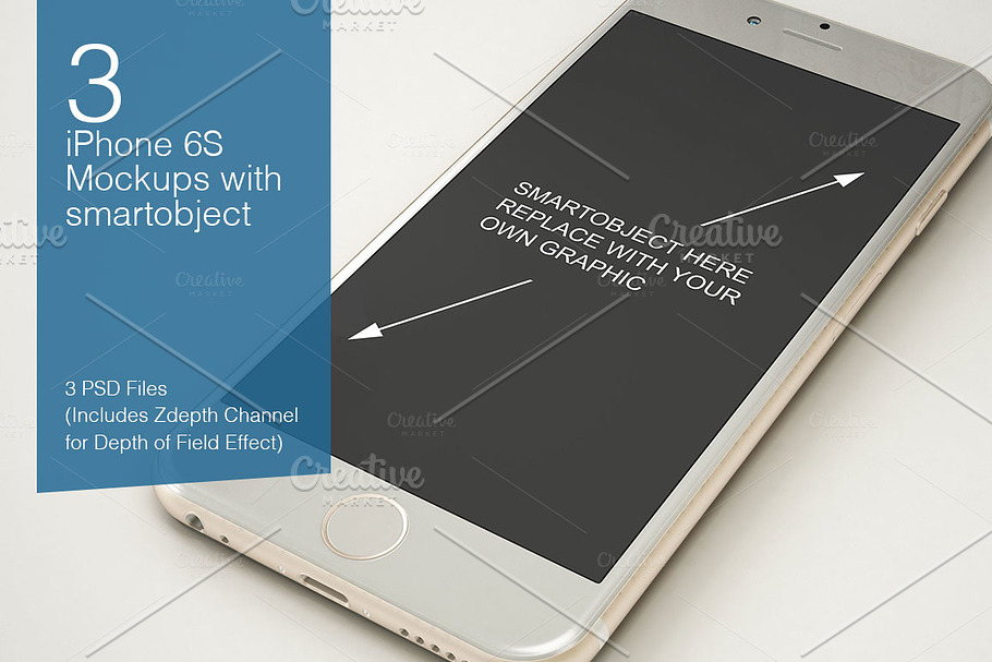 iPhone 6S Mockup 3 Poses in Mobile & Web Mockups - product preview 8