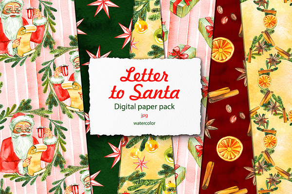 Letter to Santa. Digital paper pack