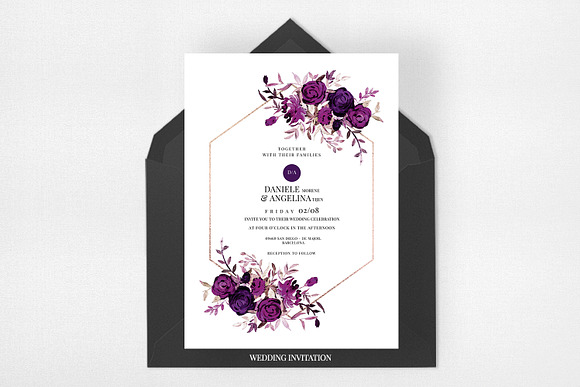 Wedding Invitation Suite - Burgundy in Wedding Templates - product preview 1