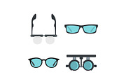 Glasses icon set, flat style