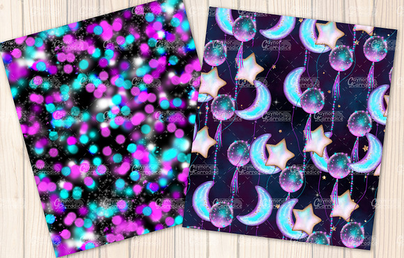 Watercolor galaxy seamless patterns in Patterns - product preview 1