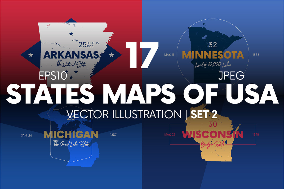 States maps of USA | set 2 in Illustrations - product preview 8