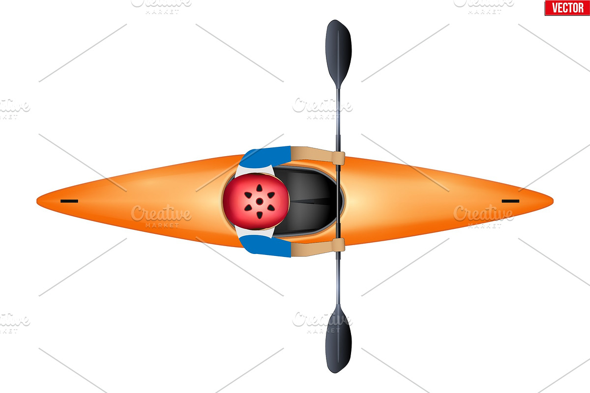 Slalom Single Kayak with paddler in Illustrations - product preview 8