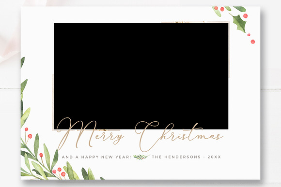 Greenery Christmas Card Template in Card Templates - product preview 3