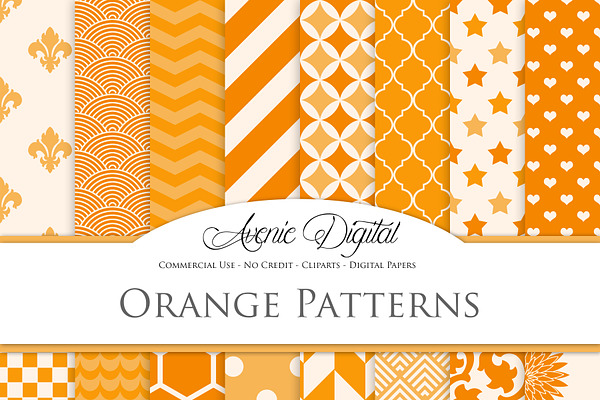 Orange Patterns Digital Papers