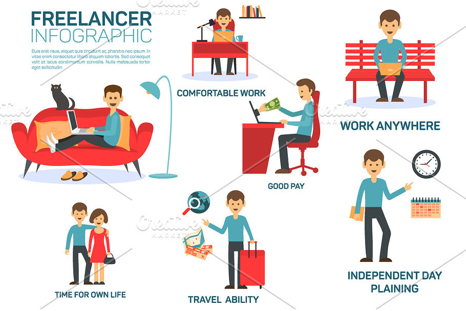 Freelancer infographic elements in Objects - product preview 8
