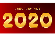 Happy New Year golden numbers 2020
