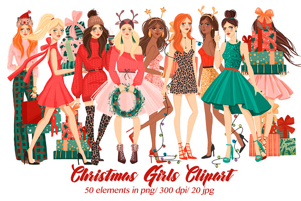 Christmas Girls Clipart