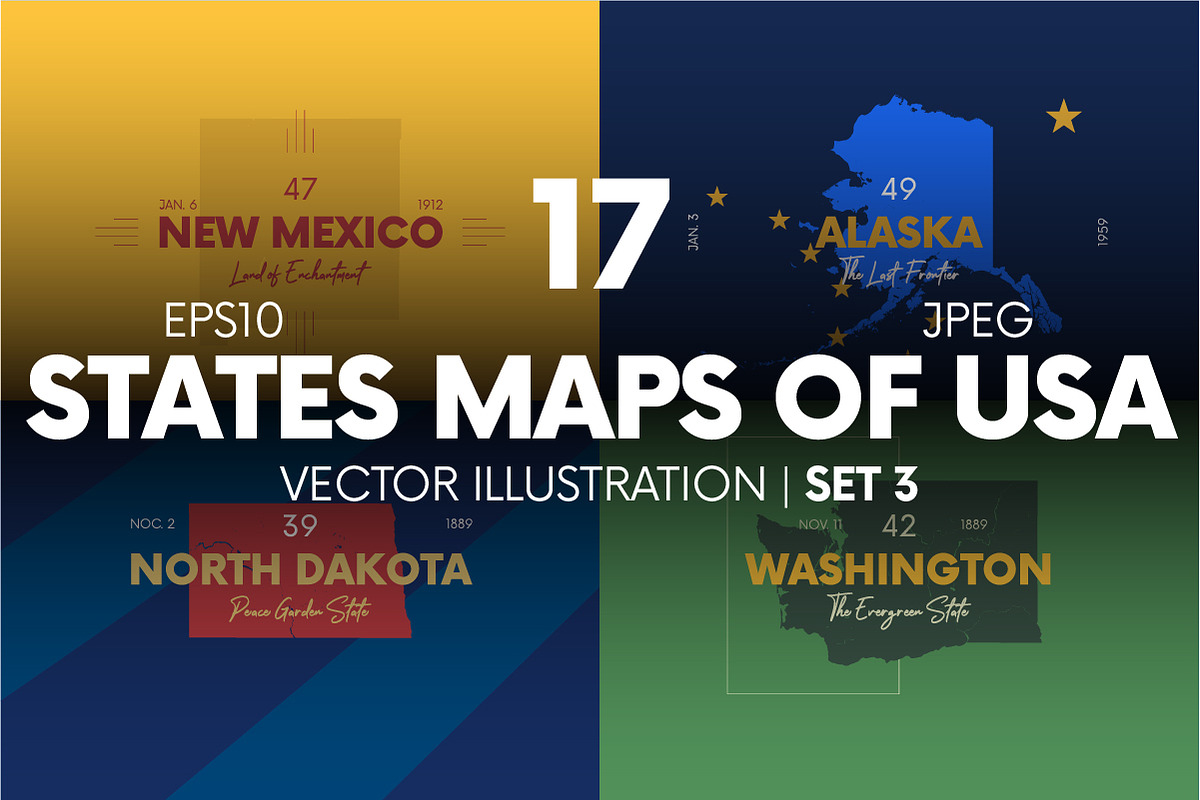 States maps of USA | set 3 in Illustrations - product preview 8
